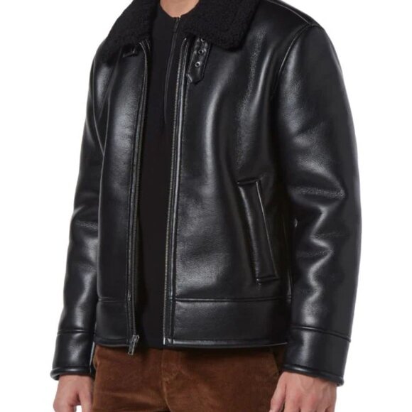 NEW ANDREW MARC Cadman Aviator Jacket in black for men 1025 8m4 - Picture 4 of 8
